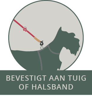 FL Icon - Bevestigt halsband of tuig - text